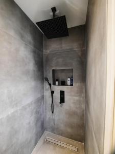 a shower with a shower head in a bathroom at Studio in Eindhoven in Eindhoven