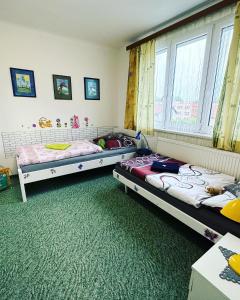 Posteľ alebo postele v izbe v ubytovaní Apartmány MK u MODRÉ KOČKY
