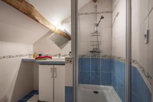 a bathroom with a shower and a sink and a tub at Le Relais de Mont in Faye-dʼAnjou +24 photos