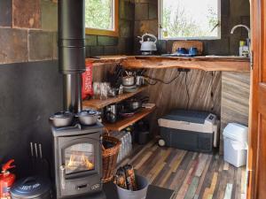 een keuken met een fornuis in een tiny house bij Bats About - Uk45788 in Millom