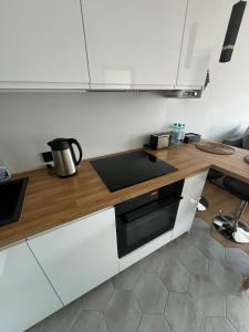 Kuchyňa alebo kuchynka v ubytovaní APARTAMENT DĄBSKA 24 TAURON ARENA