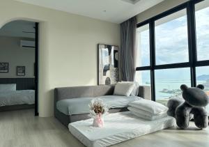 Postel nebo postele na pokoji v ubytování DD Condominium 2Bedroom Sea view Georgetown Penang