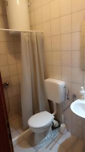 ein Bad mit einem WC und einem Waschbecken in der Unterkunft Apartmani Stolac in Stolac