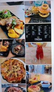 eine Collage mit Bildern verschiedener Speisen und Getränke in der Unterkunft Apartament dla dwojga in Zator