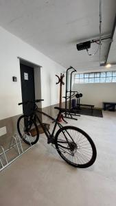 a bike is on display in a room at Garda View Apartment in Tenno