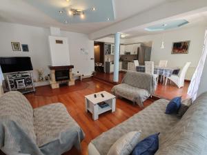 a living room with a couch and a table at Apartments Kricin 14 in Baška