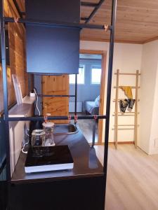 a kitchen with a sink and a stove in a room at La Casa Marrone Norway in Asker