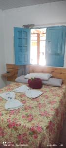 1 Schlafzimmer mit 2 Betten mit Kissen und einer Bettdecke in der Unterkunft Casas 1 de Isaac in Maragogi
