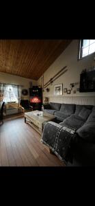 a living room with a couch and a table at Badstue, 3 soverom, nytt bad og kjøkken i Åre in Åre