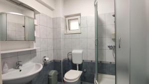a bathroom with a toilet and a sink and a shower at Mazuran2 in Hvar