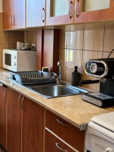 Kuchyň nebo kuchyňský kout v ubytování Kiadó apartman