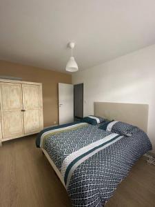 1 dormitorio con 1 cama grande en una habitación en L'érable avec jacuzzi Seh'loué en Ploufragan