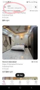a screenshot of a webpage of a bedroom with a bed at Edge of Islamabad Entrance in Islamabad