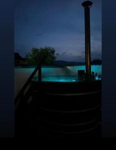 einen Blick auf einen Wasserkörper in der Nacht in der Unterkunft Calypso House in Jiblea Veche