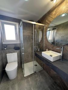 un baño con inodoro y lavabo en Oliva Nova flat in front of MET, en Oliva 16 fotos más