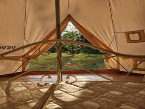 a view from the inside of a tent at Tipi Camping in der Mecklenburgischen Seenplatte in Carpin