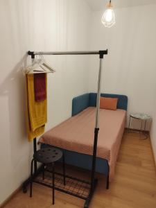 1 dormitorio con 1 cama con dosel y 1 lámpara en Villa Natali Warszawa, en Varsovia