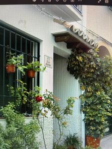 a house with potted plants on the side of it at Casa Adrián in Quesada