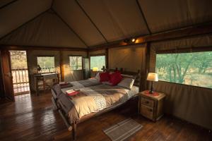a bedroom with a bed in a tent at Iphofolo Lodge & Tented Camp in Vivo +116 photos