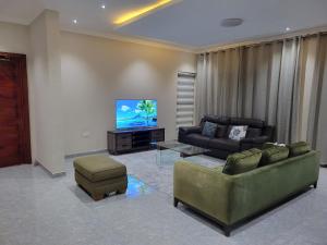 Μια τηλεόραση ή/και κέντρο ψυχαγωγίας στο Sable Suites B2, 2 & 3 Bed Apartments in Kabulonga