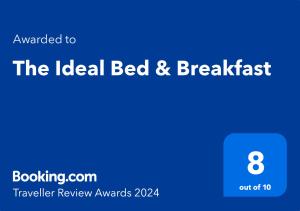 Certifikát, hodnocení, plakát nebo jiný dokument vystavený v ubytování The Ideal Bed & Breakfast