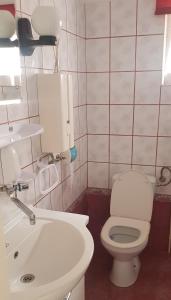 a bathroom with a white toilet and a sink at Apartament Pruszcz Gdański 2 in Pruszcz Gdański
