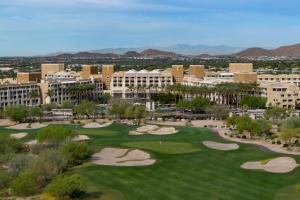 an aerial view of the golf course at the resort at JW Marriott Phoenix Desert Ridge Resort & Spa in Phoenix