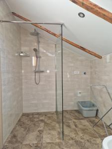 a bathroom with a shower and a toilet at Apartman Valja - 55m2 - Sea View - Garden - Grill in Jadranovo +44 photos