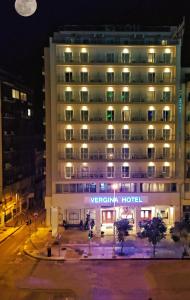 a view of a hotel at night at Vergina Hotel in Thessaloniki