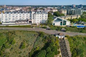 an aerial view of a city with buildings on a hill at Bournemouth Highcliff Marriott Hotel in Bournemouth