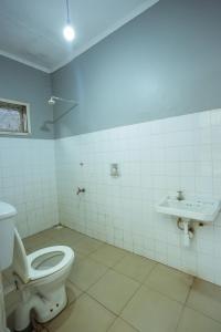a bathroom with a toilet and a sink at Janibichi Adventures hostel in Moshi