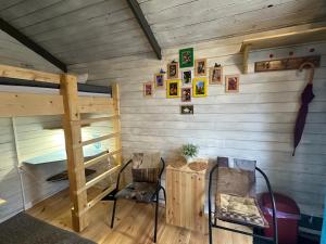 TreimaniにあるTeeveere kämpingの二段ベッドとはしご付きの客室です。
