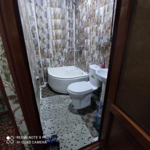 un baño con inodoro y lavabo en Guest House Sadbarg, en Samarkand 8 fotos más