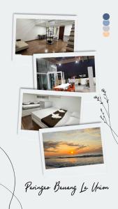 a collage of photos of a house with a sunset at ARJ Property Rental in Paringao La Union in Bauang