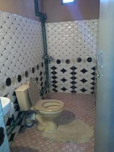 La salle de bains est pourvue de toilettes et d'un lavabo. dans l'établissement Riad Bouchra, à Tamtetoucht