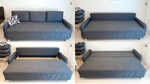 four different views of a couch in a room at Top CityView in Nivy