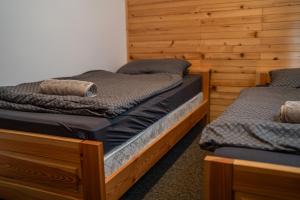 Un pat sau paturi într-o cameră la Hiška Gmajna