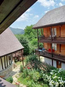 a view of a house with a roof at Casa Tisaru in Lepşa