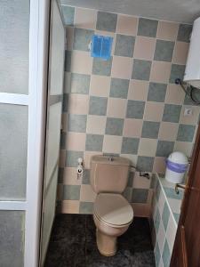 bagno con servizi igienici e parete piastrellata di Casa Campo de tiro Gayria a Tuineje