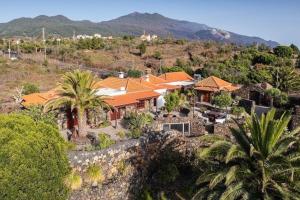 an aerial view of a house with palm trees at Finca Esperanza mit Privatpool, Whirlpool & Sauna in El Paso