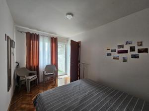 een slaapkamer met een bed en een raam bij Sunčani apartman in Nikšić
