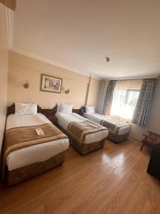 a hotel room with two beds and a couch at Hotel Akyildiz in Istanbul