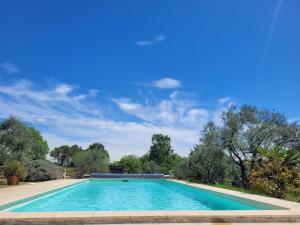 - une piscine dans une cour arborée dans l'établissement Gîtes Les Fées du Gard - Au pied des Cévennes, à Rousson