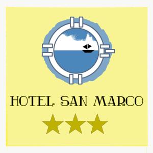 a sign for a hotel san marco with stars at Hotel San Marco in Savona