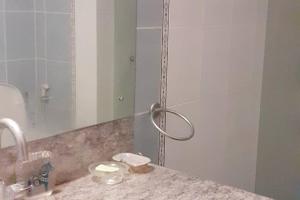可倫坡的住宿－Entire 3 Bed Room Luxurious Apartment in Colombo 8，带淋浴、水槽和镜子的浴室