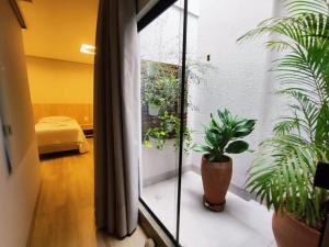 um quarto com vasos de plantas e uma janela em Hotel Pepita Palace em Sinop