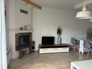 Televízia a/alebo spoločenská miestnosť v ubytovaní Apartament Widokowy