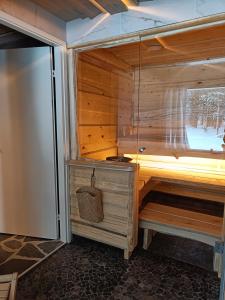 an inside view of a sauna in a house at Lapland Hygge in Rovaniemi