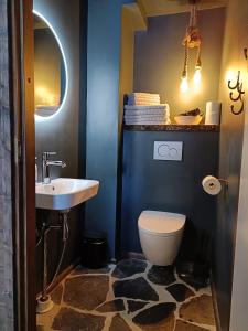 a bathroom with a toilet and a sink at Lapland Hygge in Rovaniemi