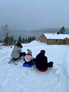 Fjord-Holiday-Lodge mit atemberaubendem Panorama durante o inverno